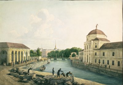 Blick auf den Moika-Fluss bei den Kaiserlichen Ställen, 1809 von Andrei Yefimovich Martynov